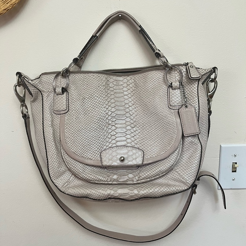COACH Kristin Python Embossed Hobo in pale pink L1182-19416